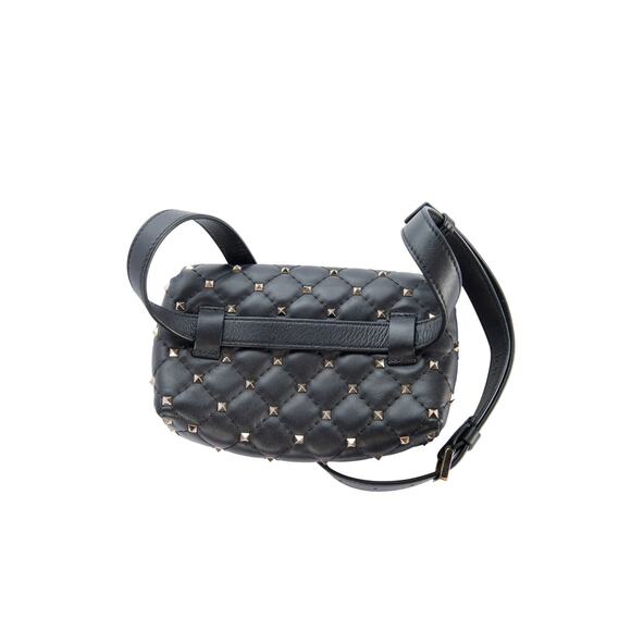 VALENTINO Black Leather Rockstud Quilted Belt Bag - Picture 2 of 6